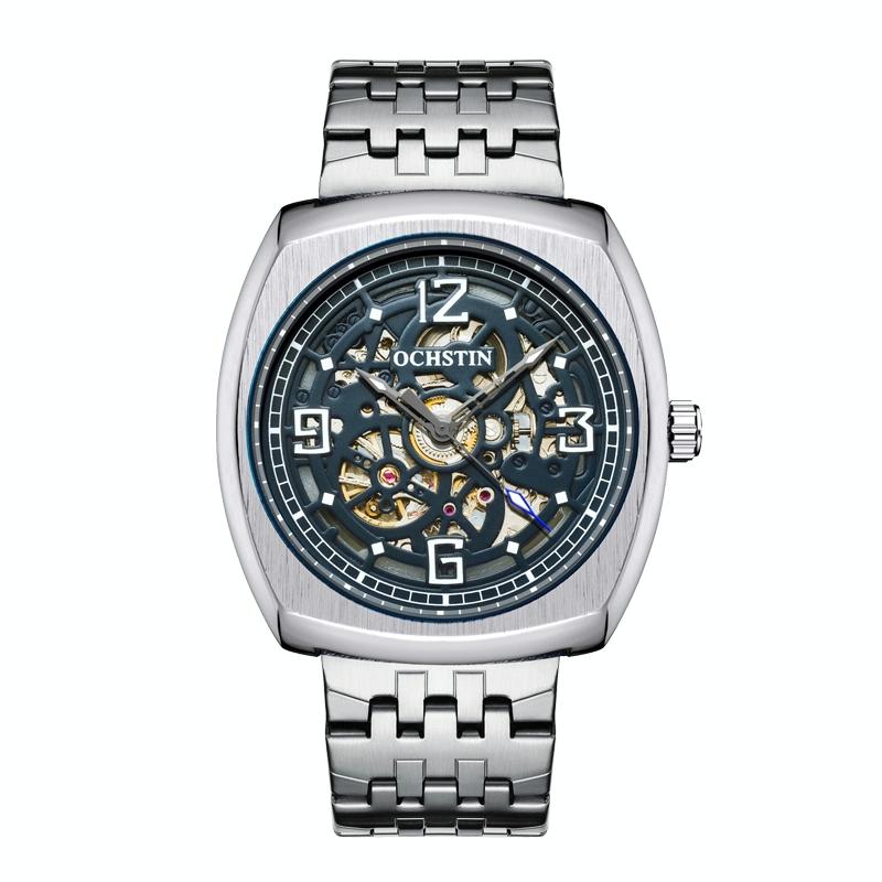 Masterpiece Mechanical Men Watch with Steel Band - Silver Blue