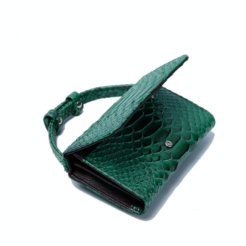 Chain Crossbody Bag with Snake Texture Print - 13 Two Colour Green 5