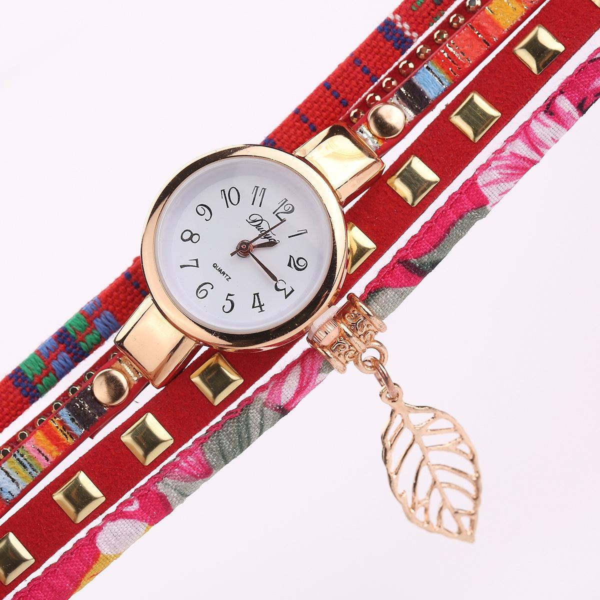Leaf Pendant Quartz Bracelet Watch for Women - Brown 8