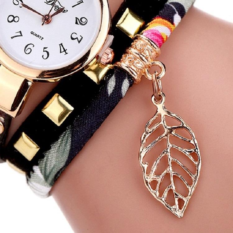 Leaf Pendant Quartz Bracelet Watch for Women - Brown 15