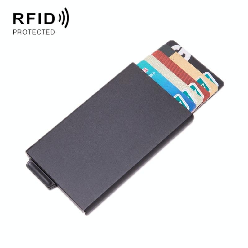 Automatic Eject Rfid Blocking Aluminum Card Wallet - Gray 12