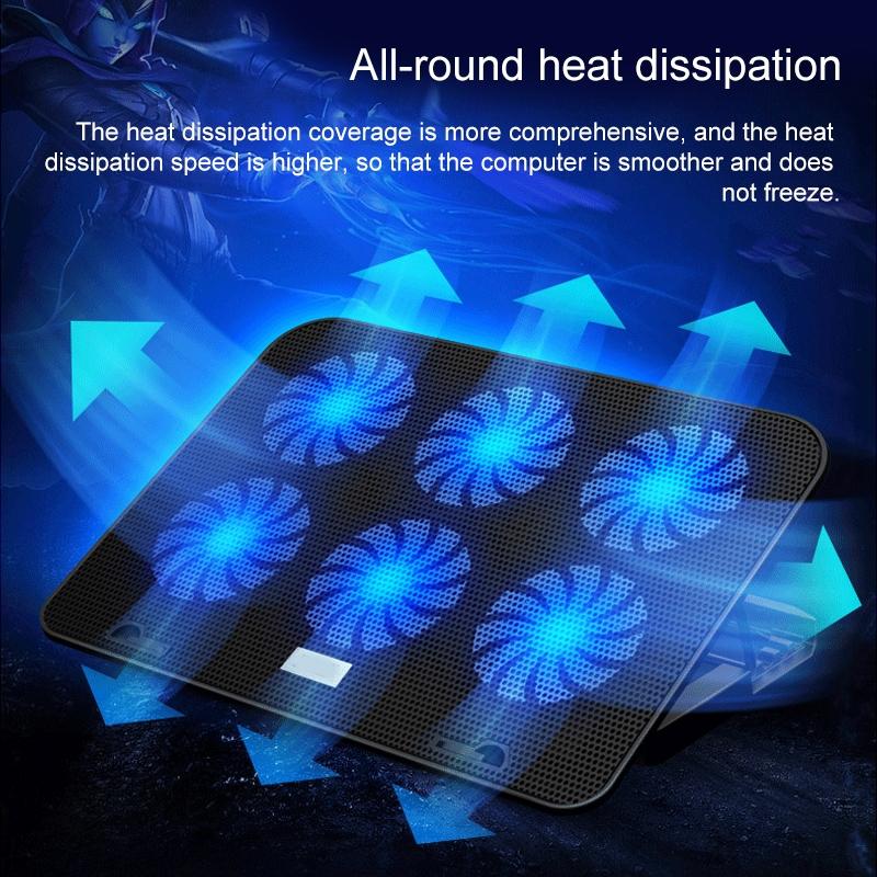 Silent Six-fan Cooling Holder for Notebook Computers - Charm Powder 8