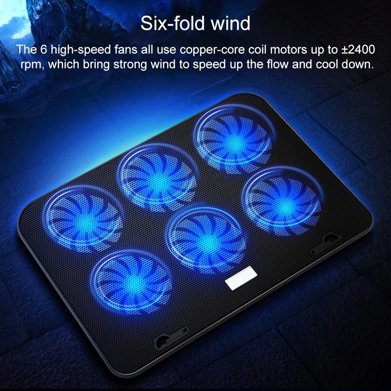 Silent Six-fan Cooling Holder for Notebook Computers - Charm Powder 10