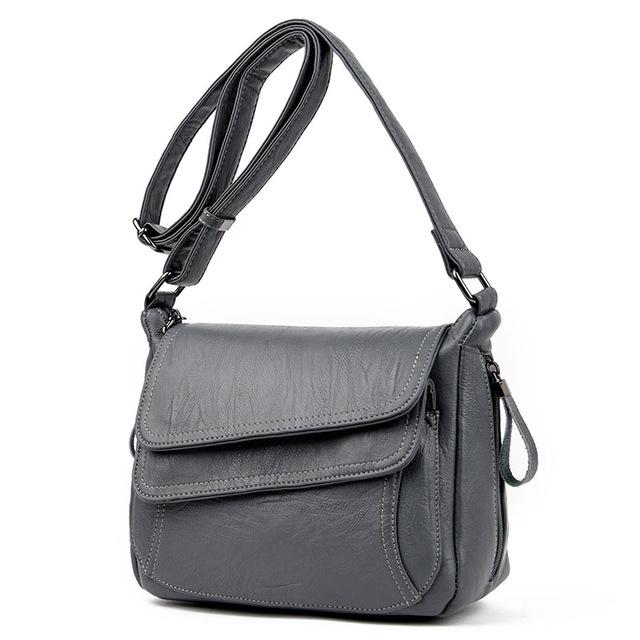 Stylish Leather Shoulder Bag For Summer - Gray