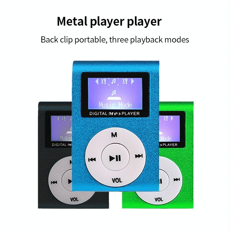 Metal Mini Mp3 Player With Screen Earphone+Cable - Blue 5