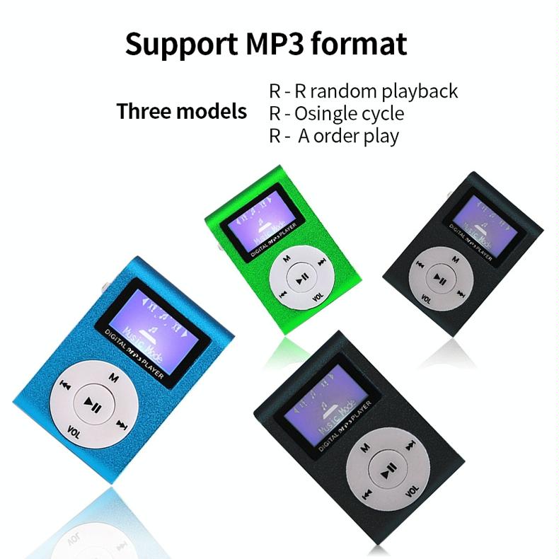 Metal Mini Mp3 Player With Screen Earphone+Cable - Blue 6