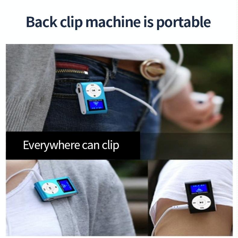 Metal Mini Mp3 Player With Screen Earphone+Cable - Blue 10