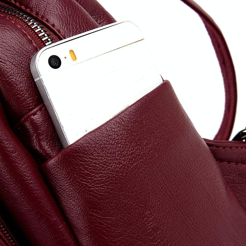 Women Leather Backpack - Secure & Stylish - Wine Red 13