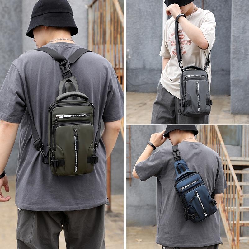 Men Chest Bag Shoulder Messenger Bag - Grey 7