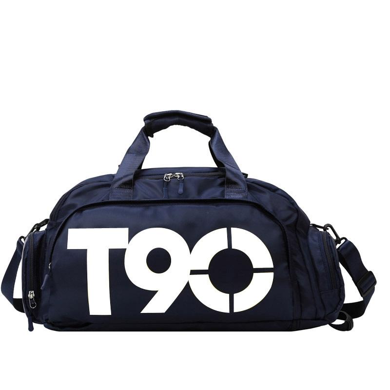 Large Capacity Sports Bag With Wet / Dry Separation - Blue And White 13