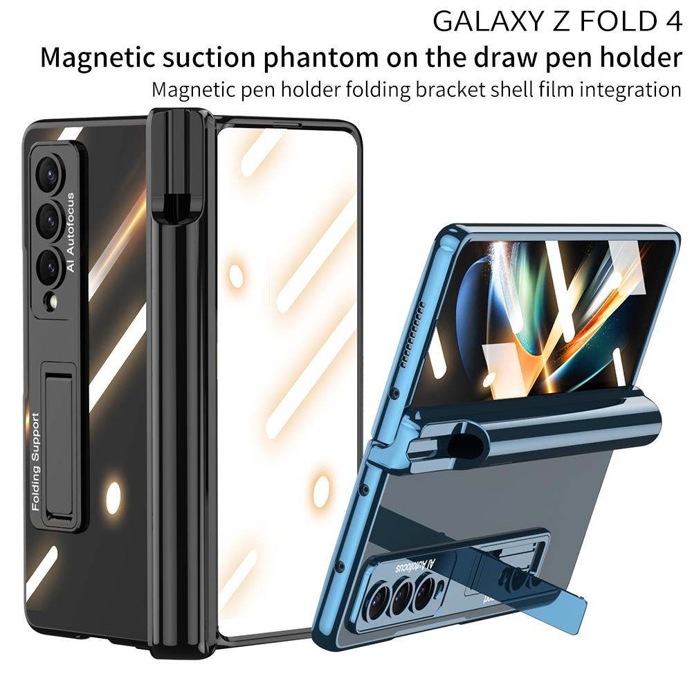 For Samsung Galaxy Z Fold4 5G Shockproof Magnetic Case With Pen Slots - Gold 6