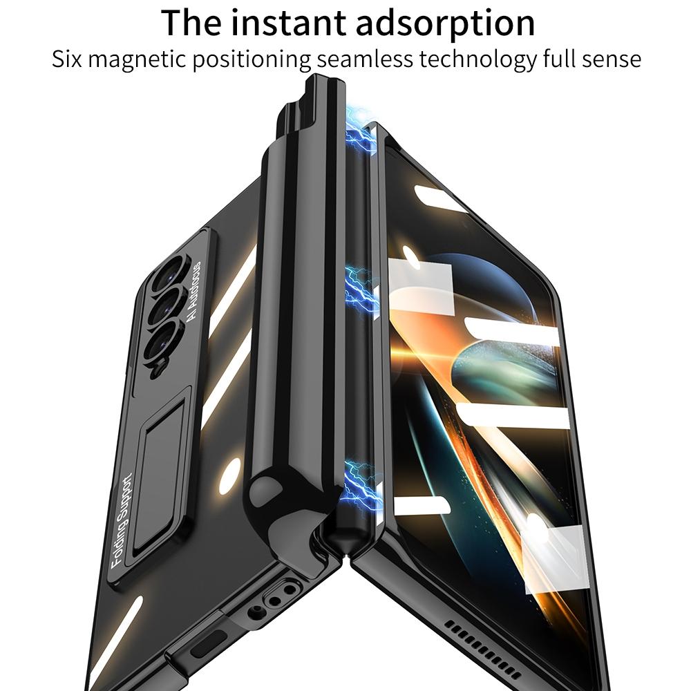 For Samsung Galaxy Z Fold4 5G Shockproof Magnetic Case With Pen Slots - Gold 7