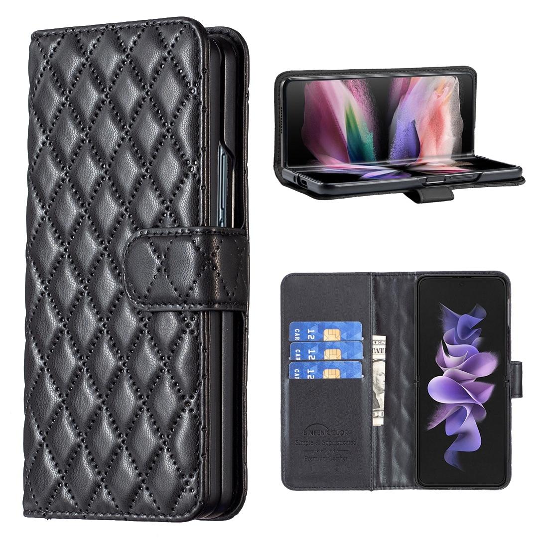 For Samsung Galaxy Z Fold4 5G Samsung Fold 4 Diamond Lattice Wallet Case - Sleek And Stylish - White