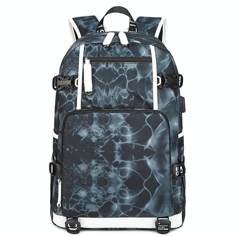 Student Waterproof Printed Backpack - Black Skin 13