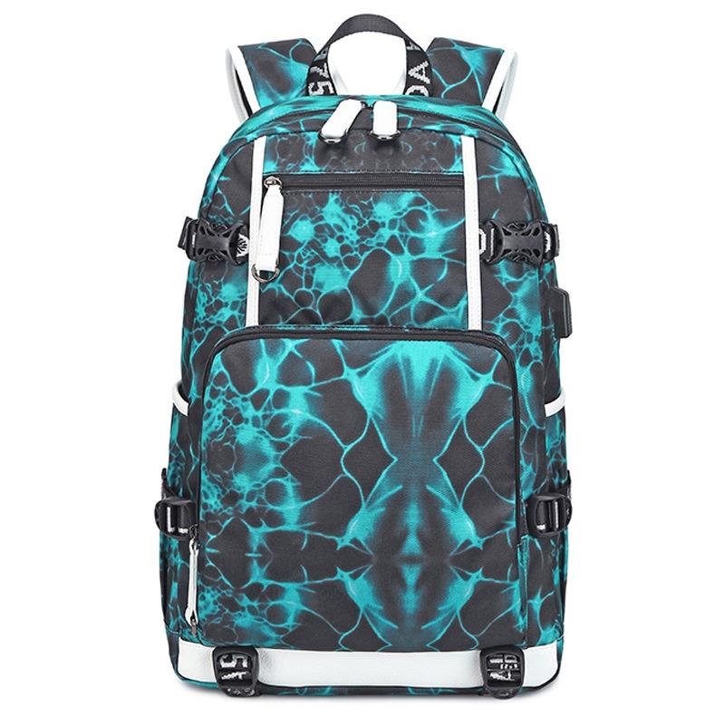 Student Waterproof Printed Backpack - Black Skin 15