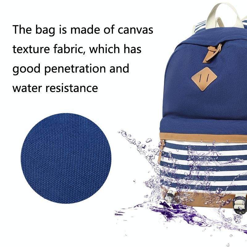 Printed Canvas Backpack Set - 3 Pieces - Grey 6