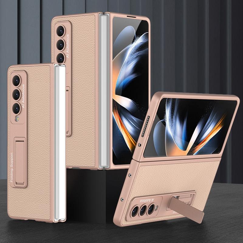 For Samsung Galaxy Z Fold4 5G Leather Case With Stand - Ultra Thin - Black 12
