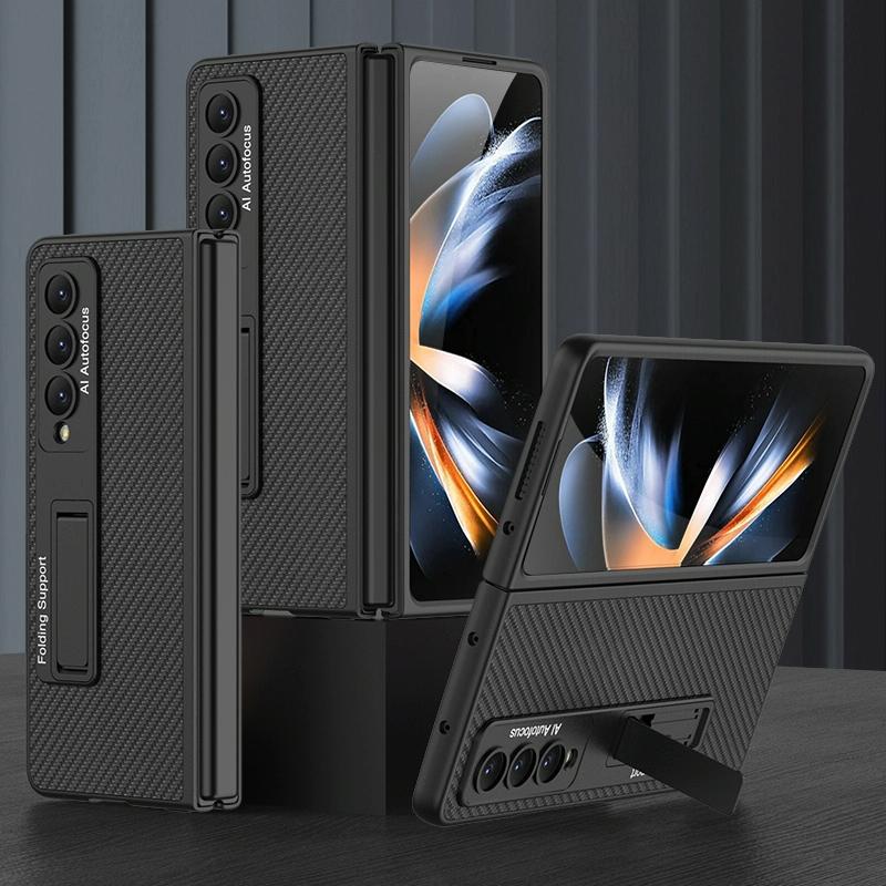 For Samsung Galaxy Z Fold4 5G Leather Case With Stand - Ultra Thin - Black 13