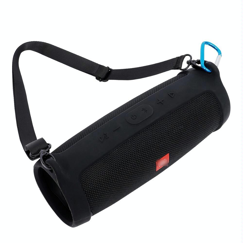 Jbl Charge 4 Speaker Cover with Strap & Carabiner - Portable Silicone Protection - Silver Gray 4