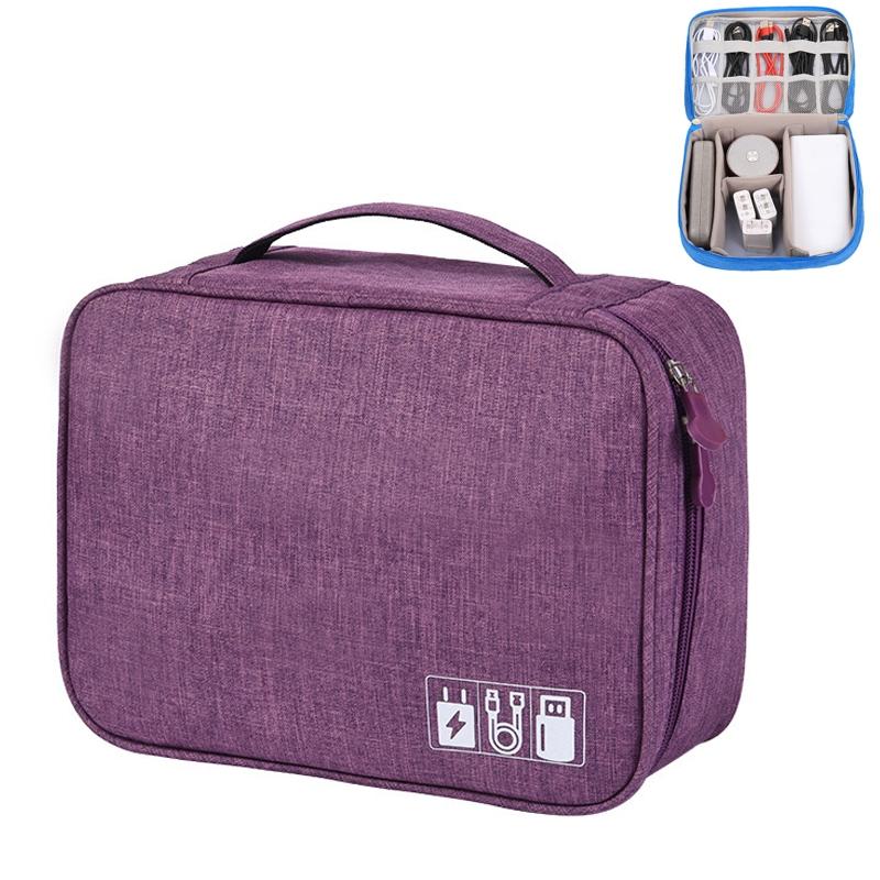 Versatile Cationic Digital Storage Bag for Data Cables - Wine Red 11
