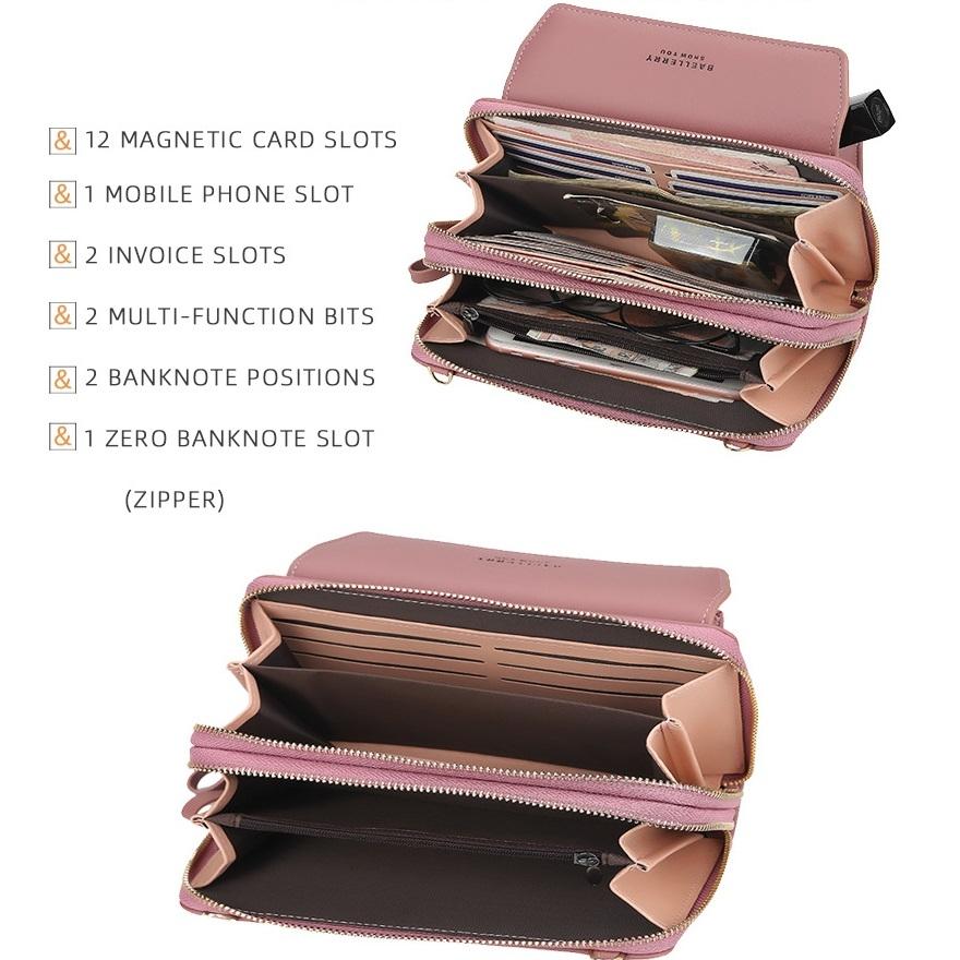 Large Capacity Shoulder Bag With Double Zipper - Dark Pink 6