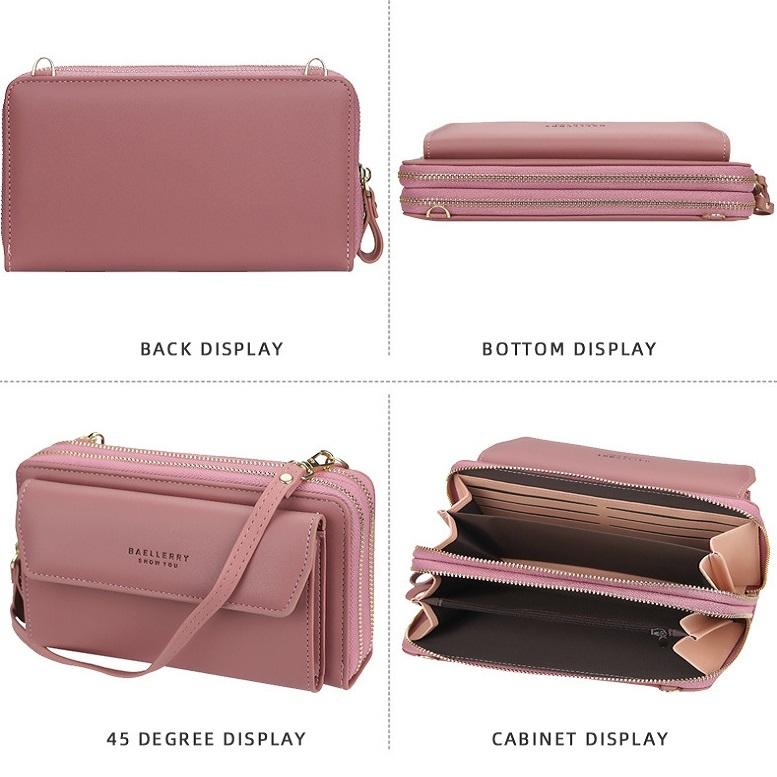 Large Capacity Shoulder Bag With Double Zipper - Dark Pink 7