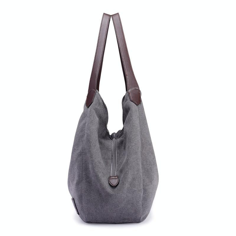 Retro Art Lady Shoulder Bag - Simple & Chic Beige - Coffee 3
