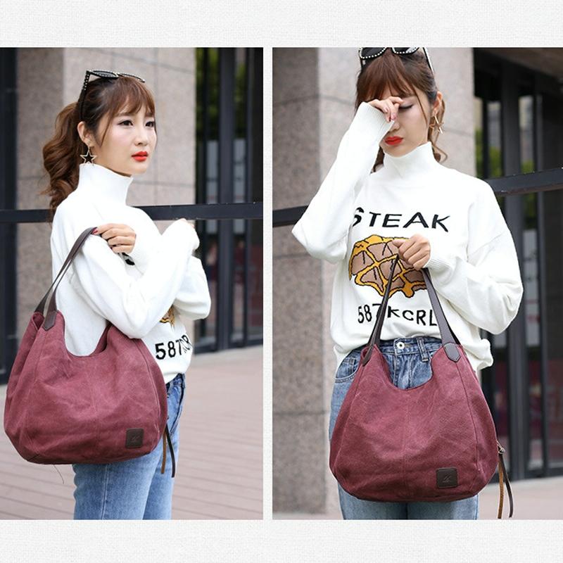 Retro Art Lady Shoulder Bag - Simple & Chic Beige - Coffee 9