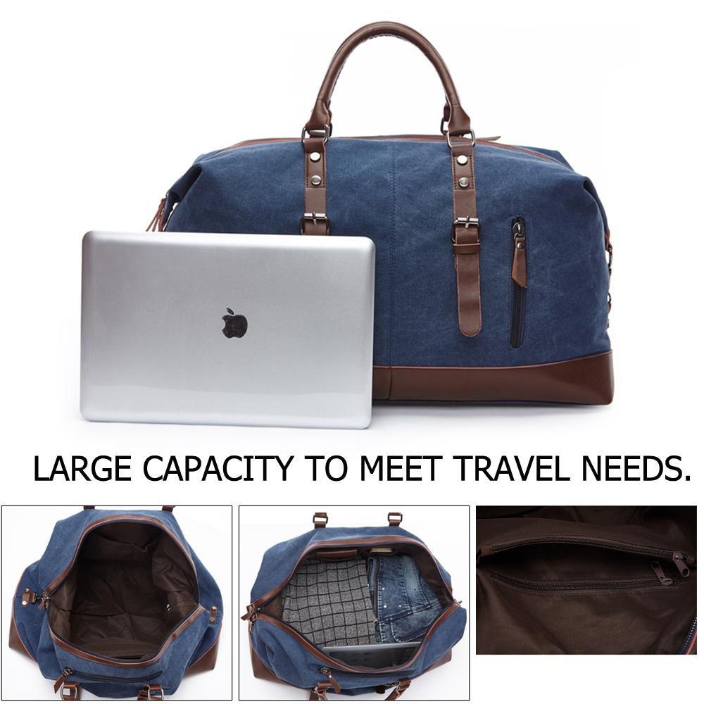 Men Leather Duffel Bag for Carry-on Travel - Gray 13
