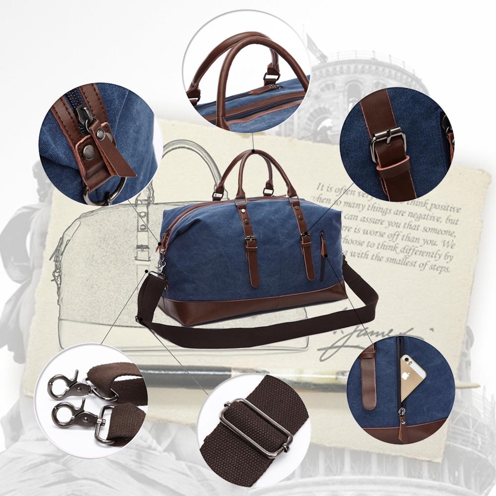 Men Leather Duffel Bag for Carry-on Travel - Gray 15