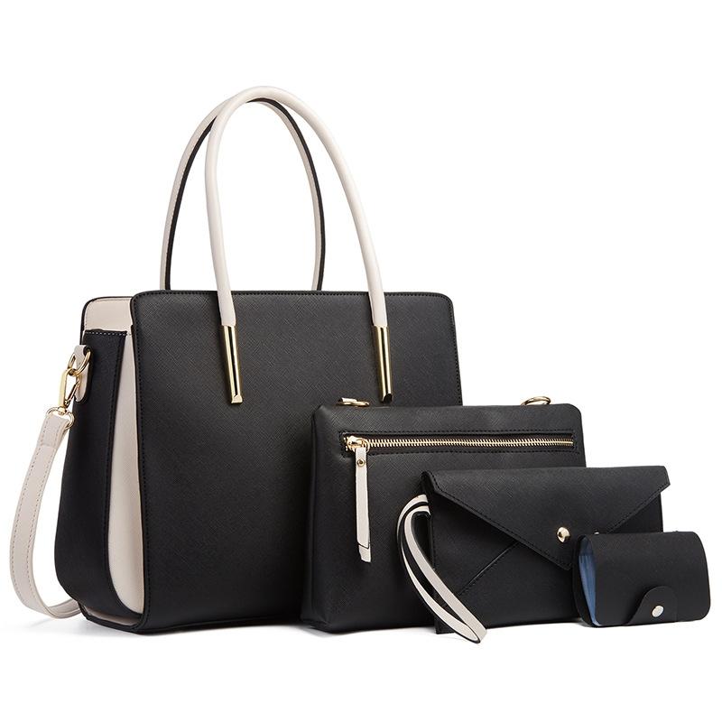 Large Capacity 4-in-1 Messenger Handbag with Fashionable Colour Block Design - Brown 15