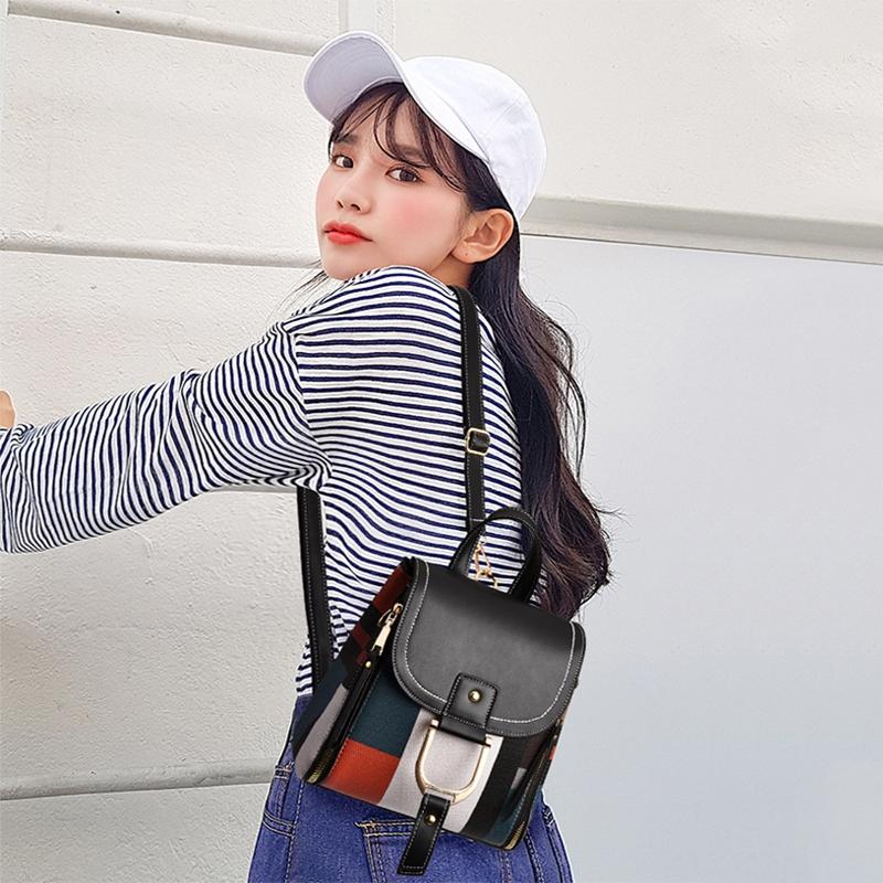 Stylish Ladies Leather Backpack - Soft Pu Material - Coffee 8