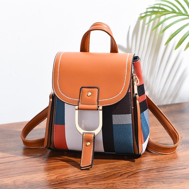 Stylish Ladies Leather Backpack - Soft Pu Material - Coffee 15