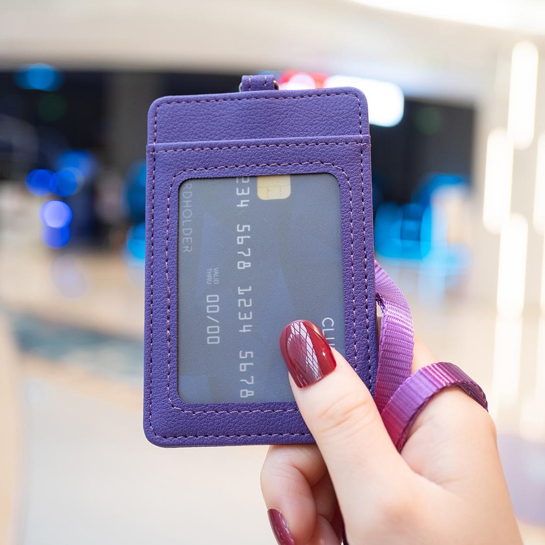 Vertical Id Card Bag & Lanyard - Purple 11