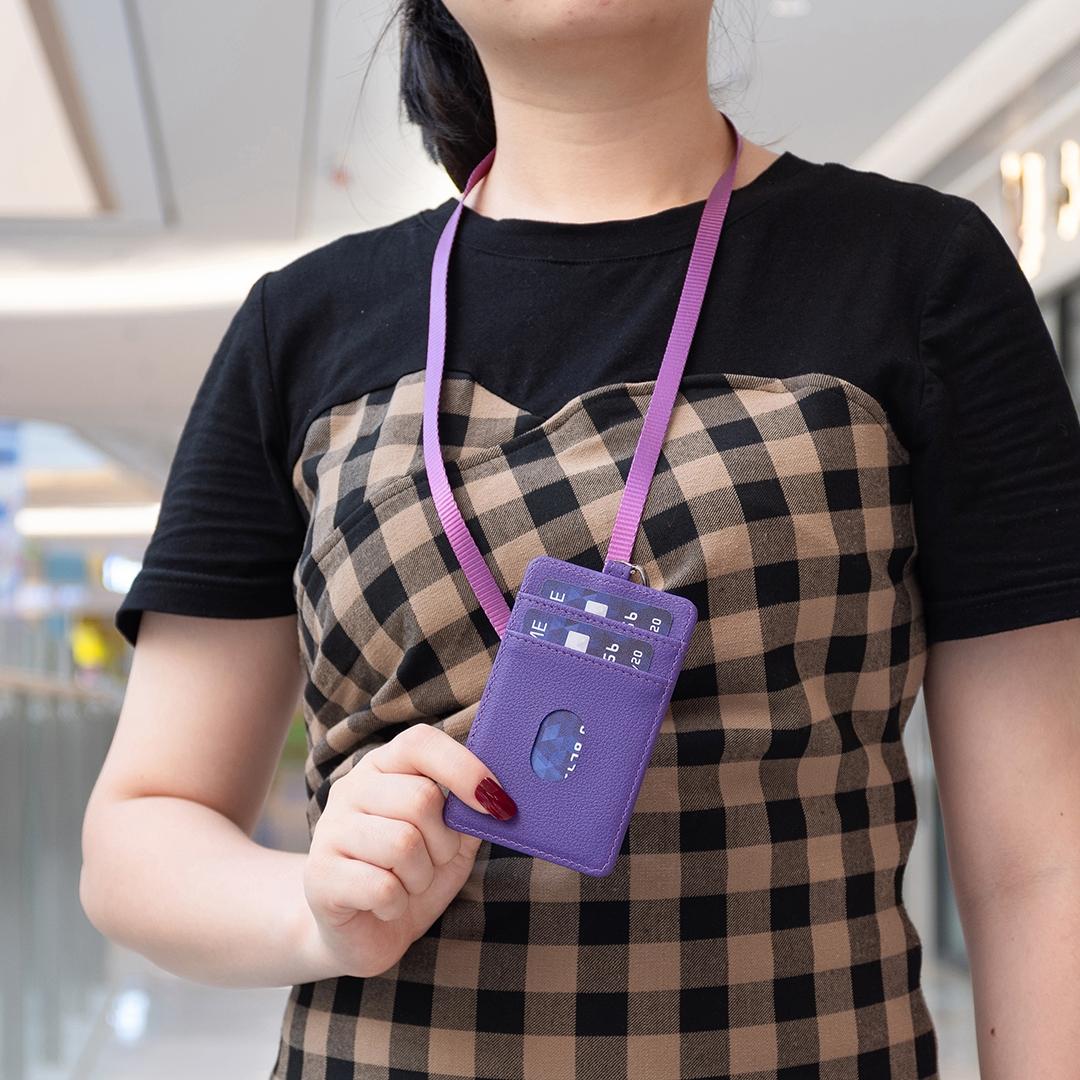 Vertical Id Card Bag & Lanyard - Purple 12
