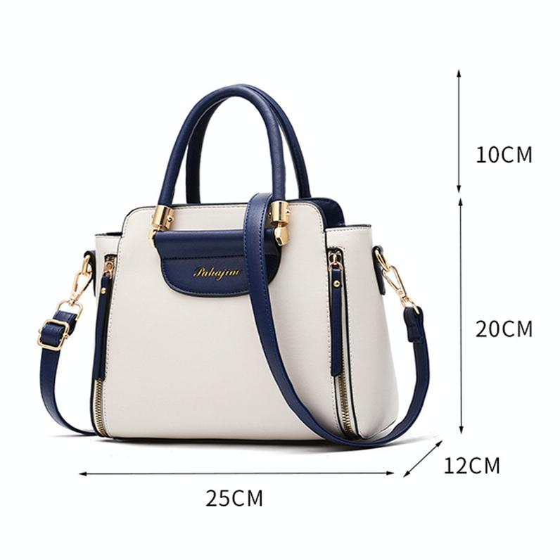 Contrast Material Ladies Handbag - Red Wine White 4
