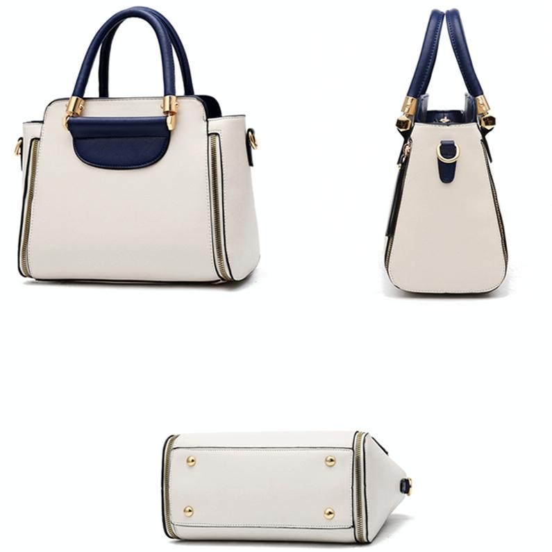 Contrast Material Ladies Handbag - Red Wine White 5