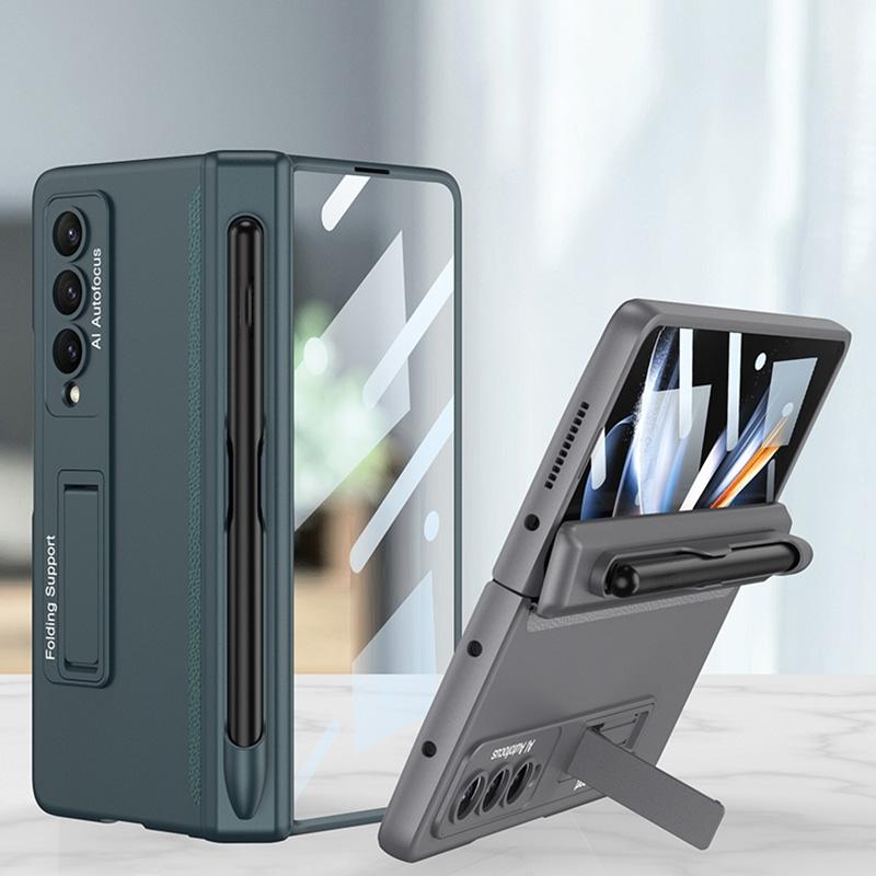 For Samsung Galaxy Z Fold4 5G Foldable Magnetic Flip Case With Holder & Pen Slot - Gkk - Gold 3