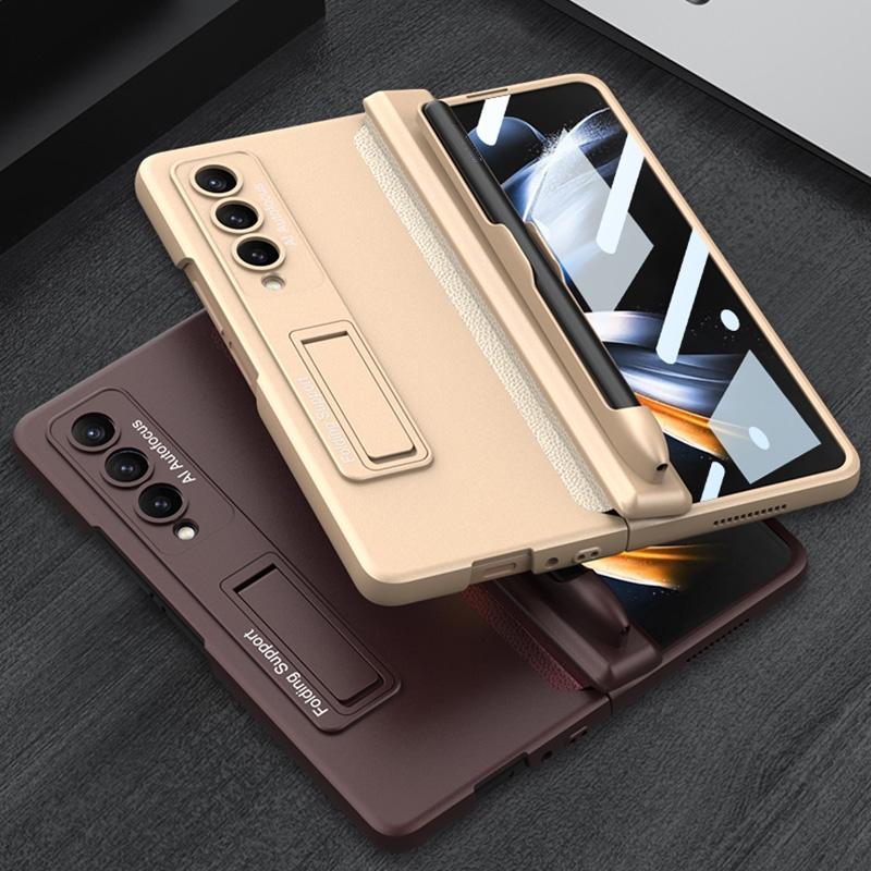 For Samsung Galaxy Z Fold4 5G Foldable Magnetic Flip Case With Holder & Pen Slot - Gkk - Gold 6