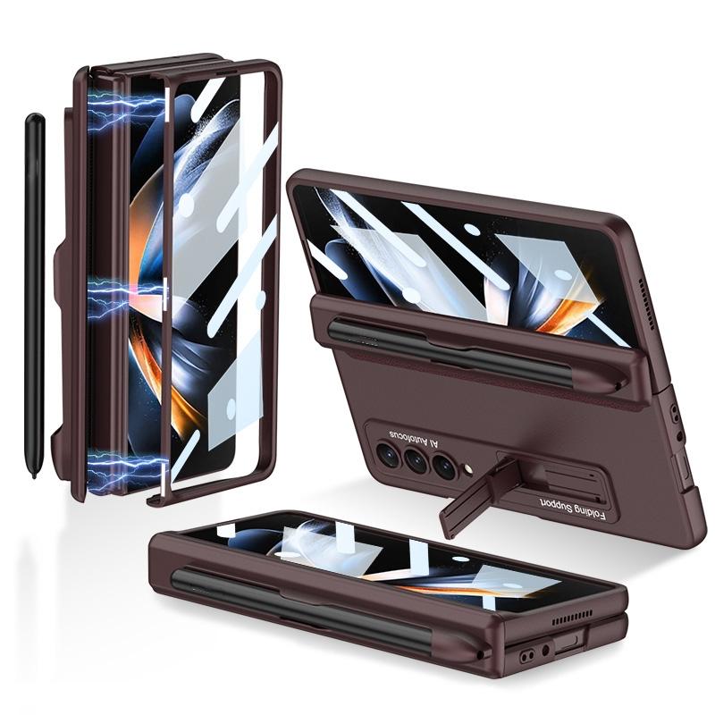 For Samsung Galaxy Z Fold4 5G Foldable Magnetic Flip Case With Holder & Pen Slot - Gkk - Gold 14