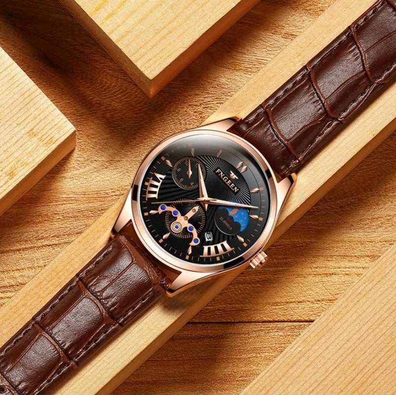 Men Luminous Casual Quartz Watch - 5606 - White Steel White Shell Black Surface 5