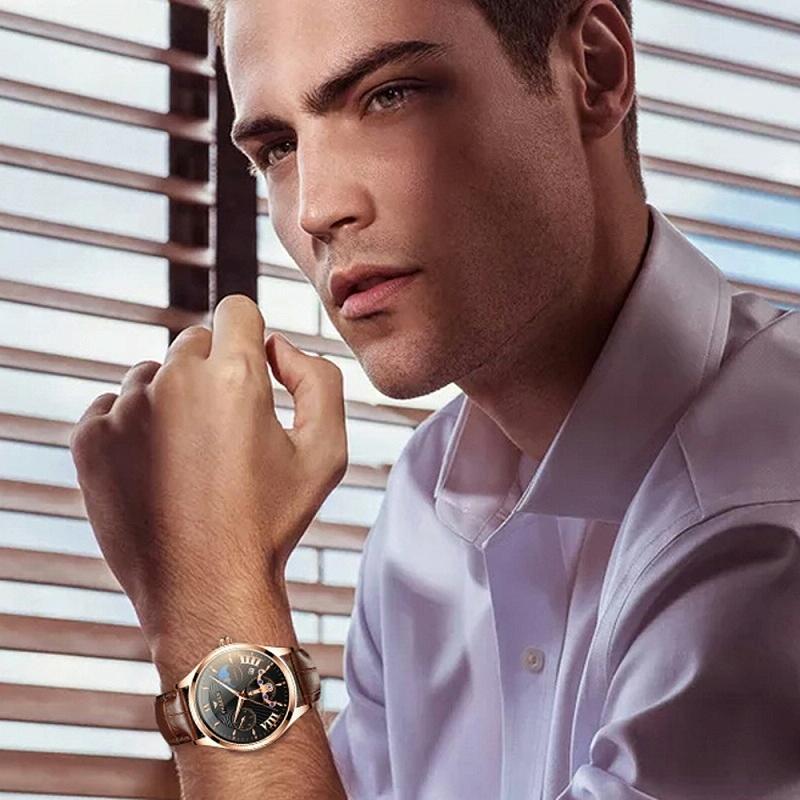 Men Luminous Casual Quartz Watch - 5606 - White Steel White Shell Black Surface 12