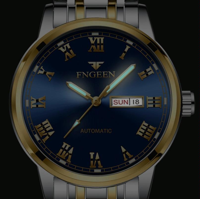 Men Luminous Quartz Watch with Roman Numeral Dial - Sporty Style - White Steel Black Surface 5