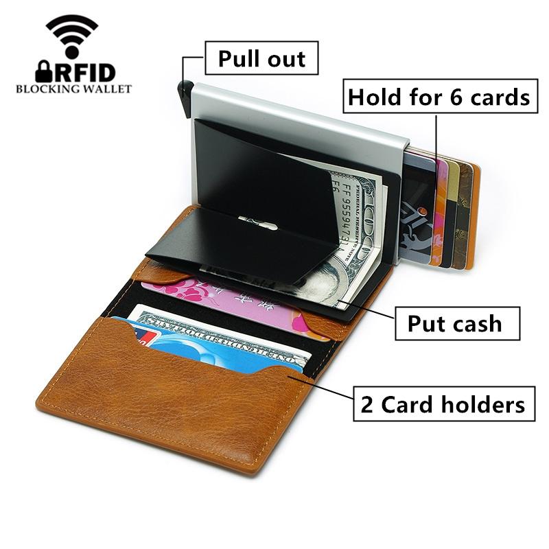 Anti Magnetic Rfid Leather Metal Wallet Universal Fit Black - Red 5
