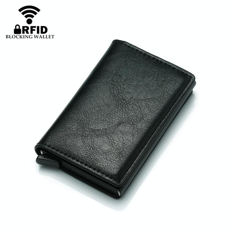 Anti Magnetic Rfid Leather Metal Wallet Universal Fit Black - Red 13