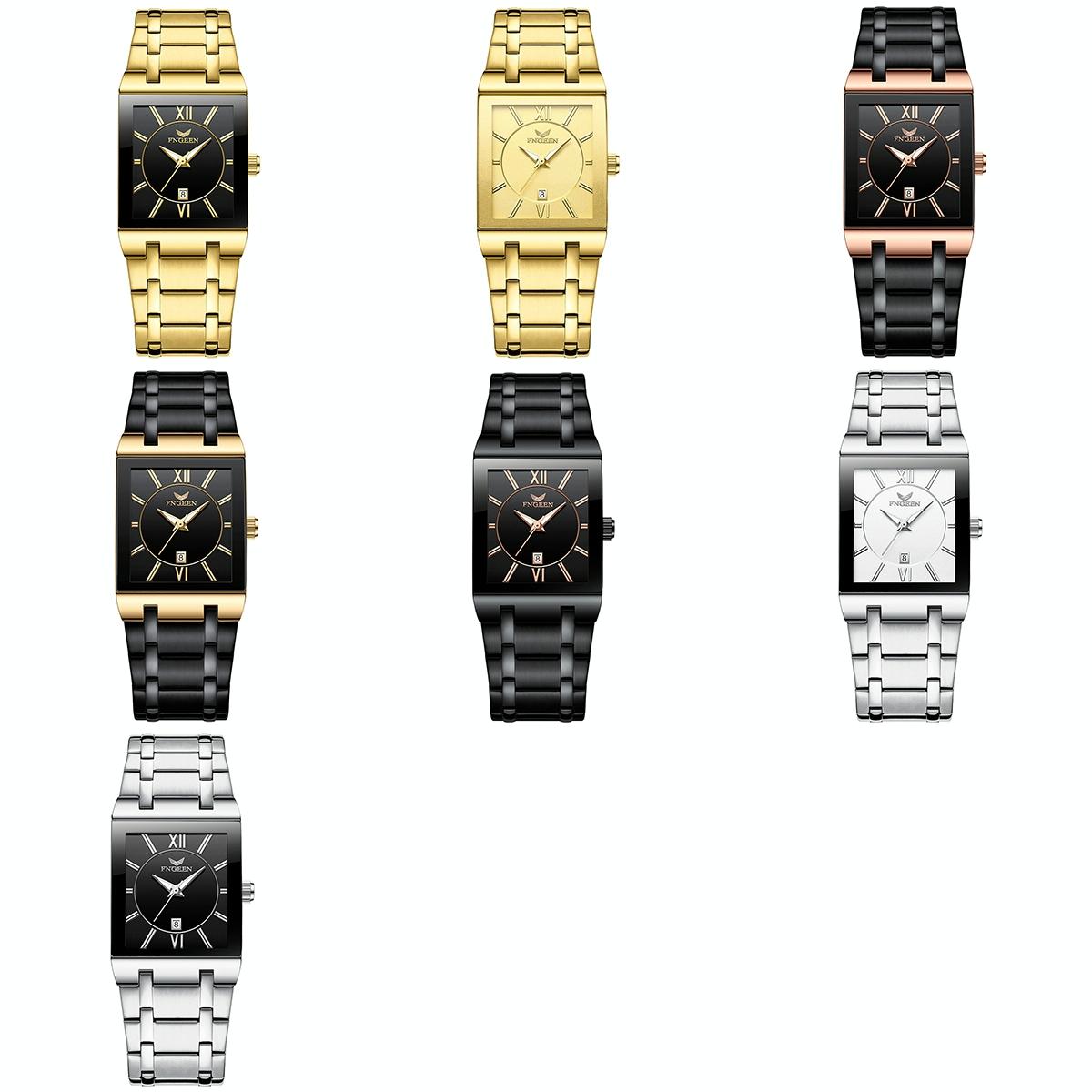Waterproof Square Men Watch with Calendar - 50m - Black Belt Black Shell Black Surface 3