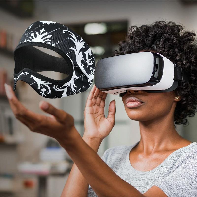 Breathable Vr Eye Mask - Sweatproof - Black White Flower 11
