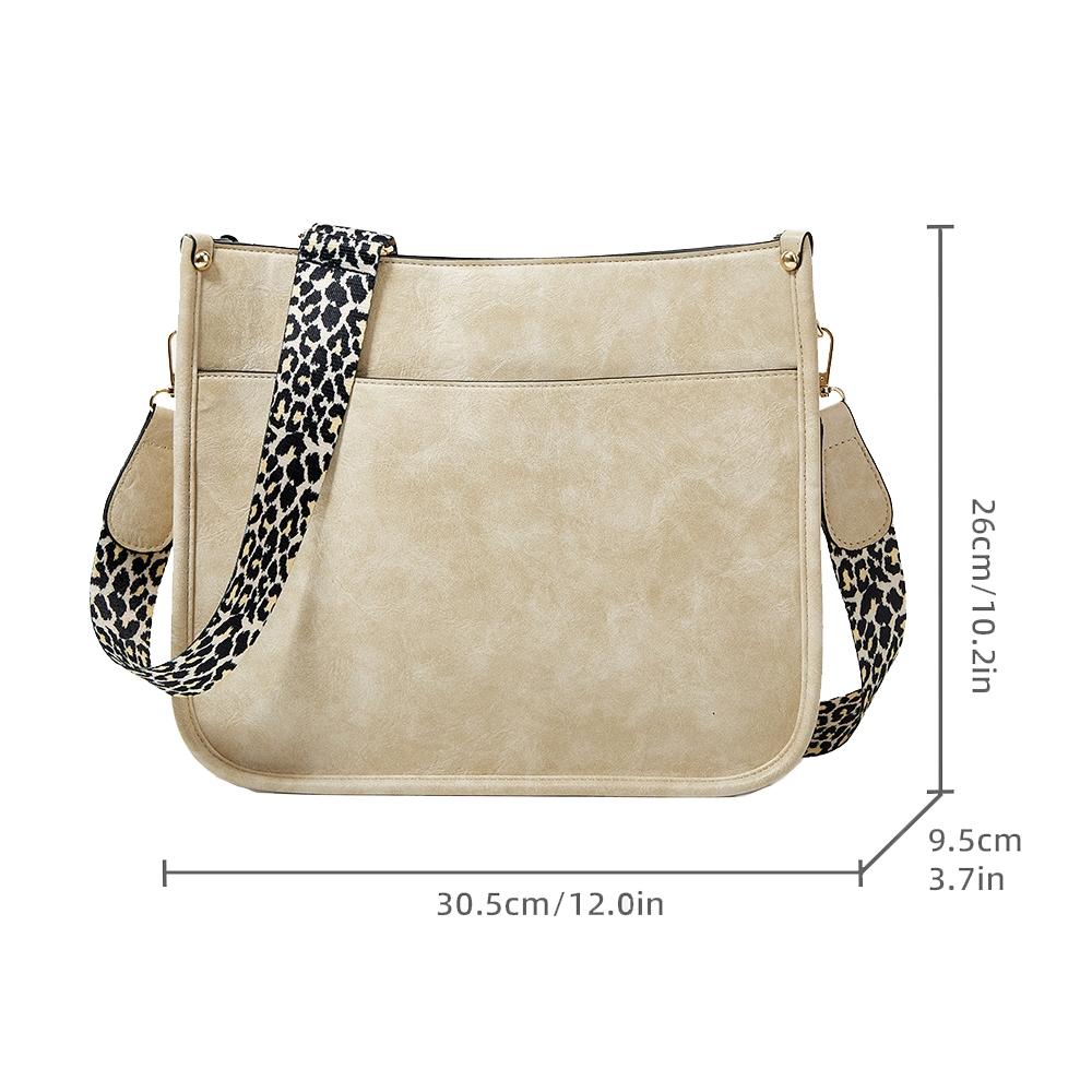 Leopard Print Waterproof Crossbody Tote Bag - Grey 14