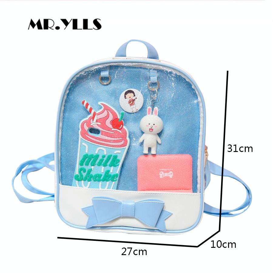 Mini Clear Kids Backpack with Bow - Perfect for School - Black Pink 6