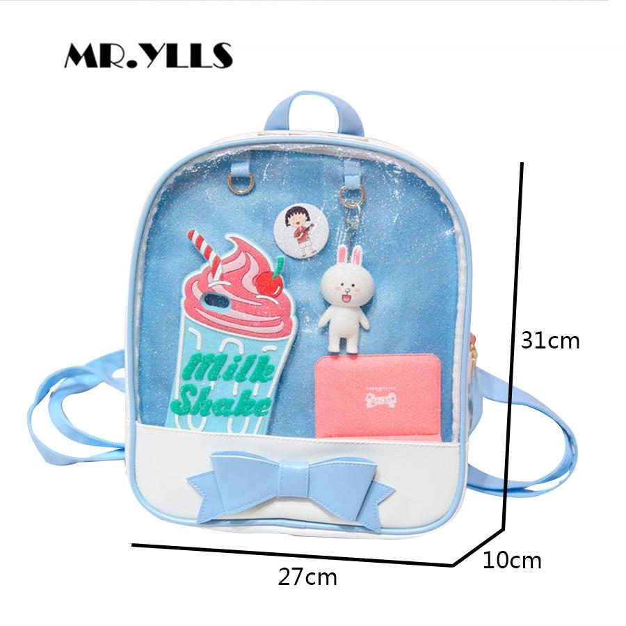 Mini Clear Kids Backpack with Bow - Perfect for School - Black Pink 13